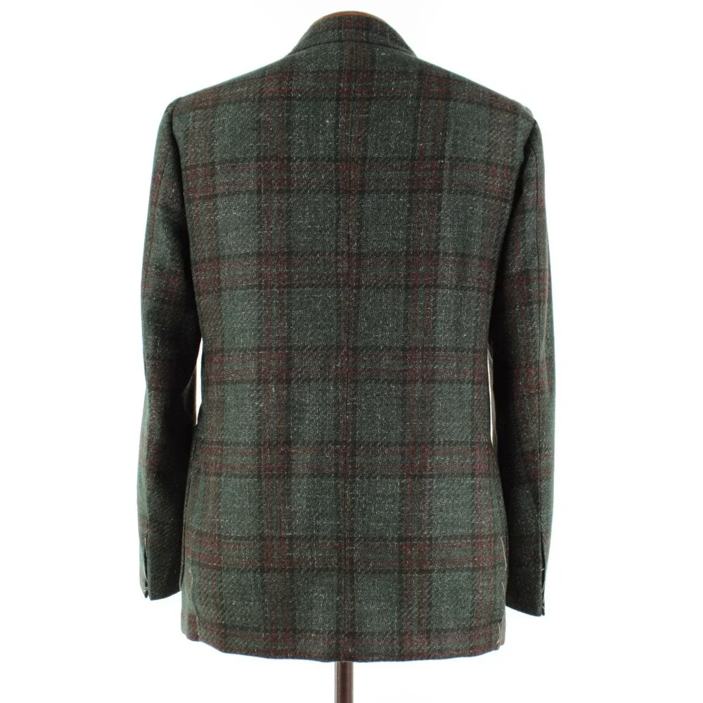 Sartorio Kiton NWT Wool Blend Sport Coat Size 52R (42R US) Green w/ Brown Plaid